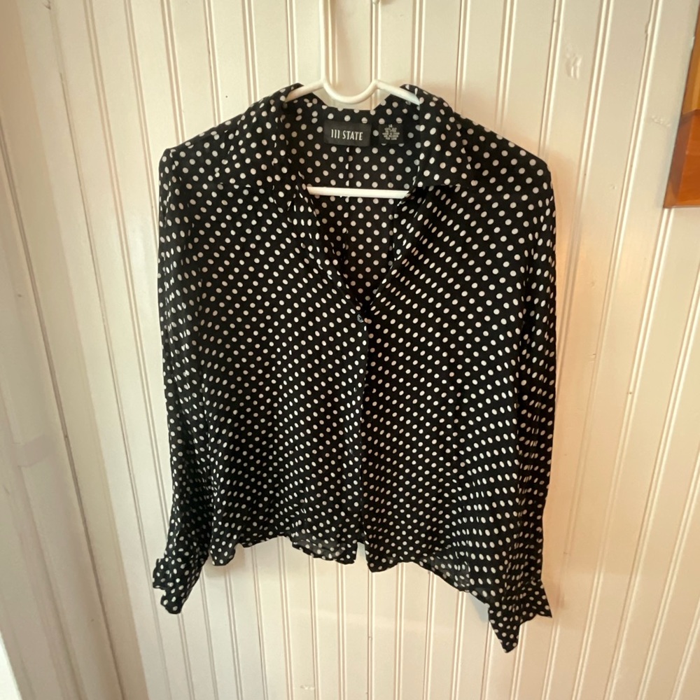 111 State Polkadot Silk Blouse (size 14)